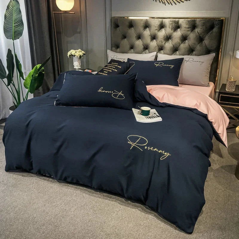 Simple High Quality Embroidered Duvet Cover Queen Washed King Quilt Cover 220x240 Soft Comforter Covers 150x200 No Pillowcase - Slobuy