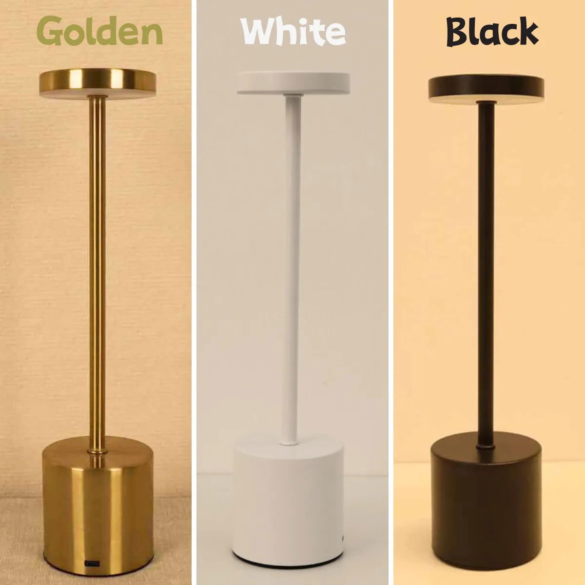 Simple LED Rechargeable Touch Metal Table Lamp Three Colors Bedside Creative Ambient Light Bar Outdoor Decoration Night Light - Slobuy