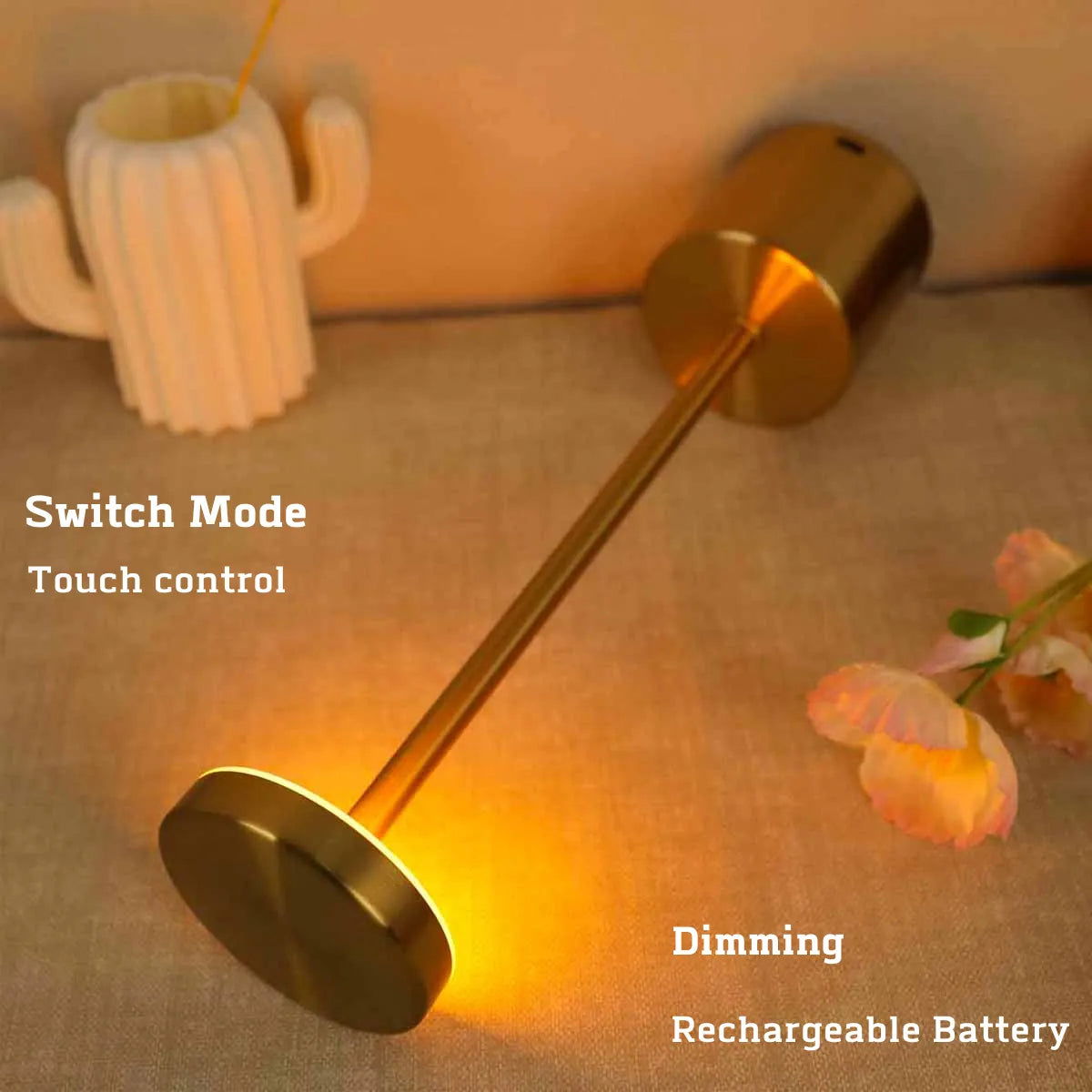 Simple LED Rechargeable Touch Metal Table Lamp Three Colors Bedside Creative Ambient Light Bar Outdoor Decoration Night Light - Slobuy