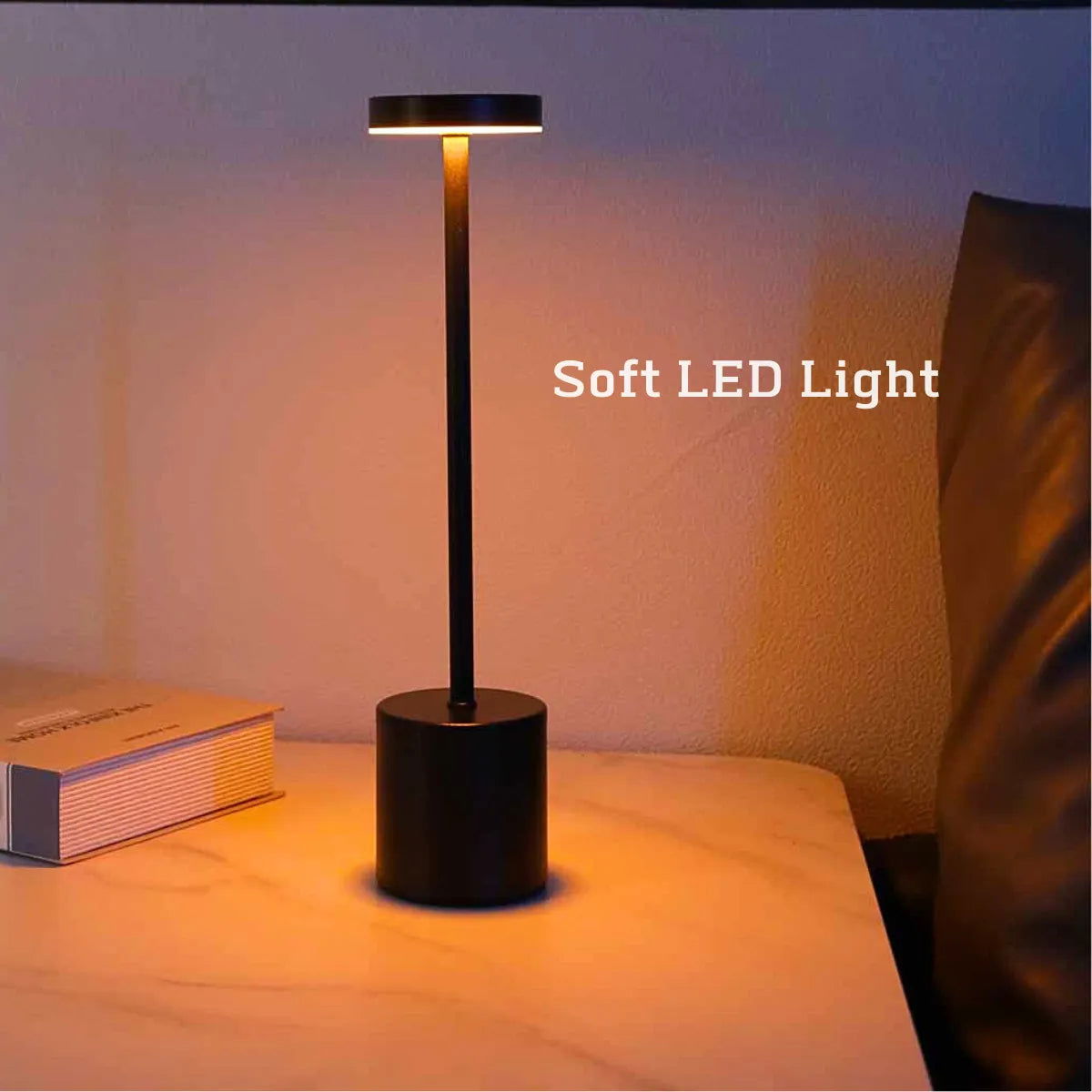 Simple LED Rechargeable Touch Metal Table Lamp Three Colors Bedside Creative Ambient Light Bar Outdoor Decoration Night Light - Slobuy