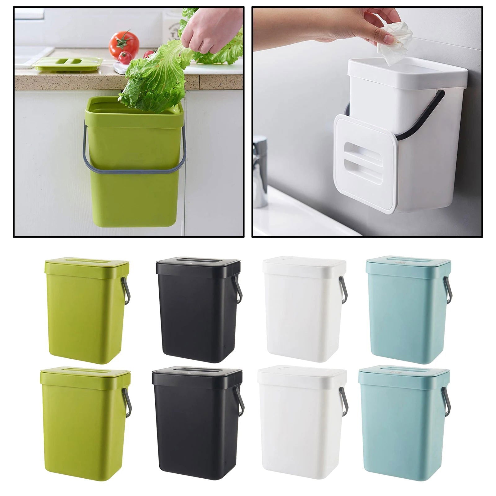 Simple Rubbish Bin Wall Mounted Indoor Office Kitchen Door Trash Can Dustbin Kitchen Garbage Can - Slobuy