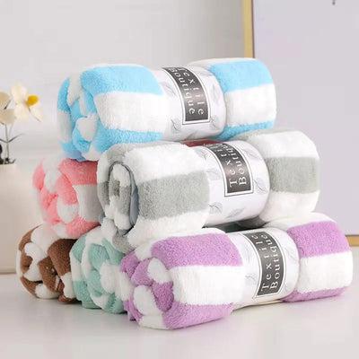 Simple Stripes Absorbent Quick Drying Bath Towel Sets Soft Adults Face Hand Towels Bathroom Microfiber Comefor Swim Bath Towels - Slobuy