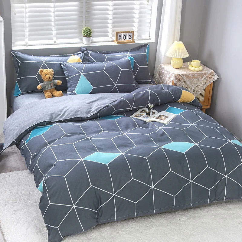 Simple plaid Style Duvet Cover 220x240 Quilt Cover Comforter Covers for single double queen king bed size matching Pillowcases - Slobuy