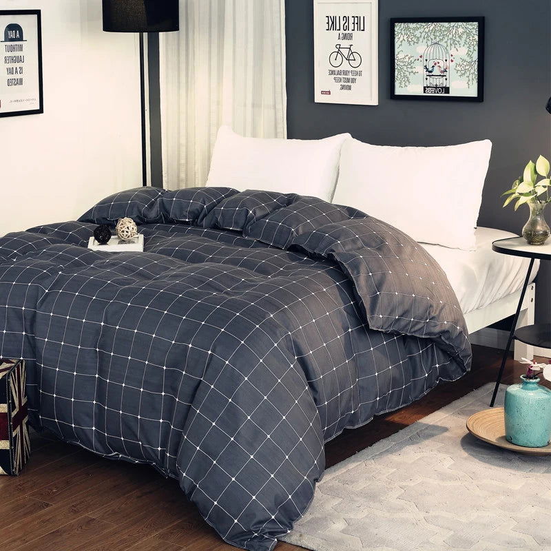 Simple plaid Style Duvet Cover 220x240 Quilt Cover Comforter Covers for single double queen king bed size matching Pillowcases - Slobuy