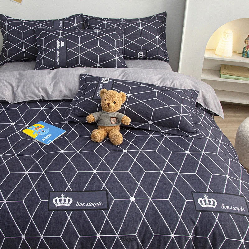 Simple plaid Style Duvet Cover 220x240 Quilt Cover Comforter Covers for single double queen king bed size matching Pillowcases - Slobuy