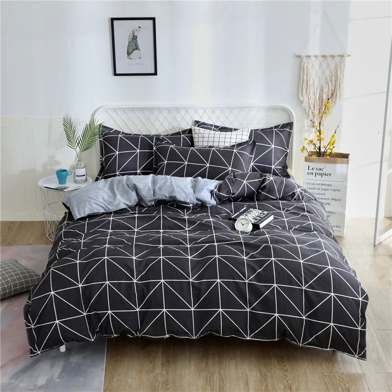 Simple plaid Style Duvet Cover 220x240 Quilt Cover Comforter Covers for single double queen king bed size matching Pillowcases - Slobuy