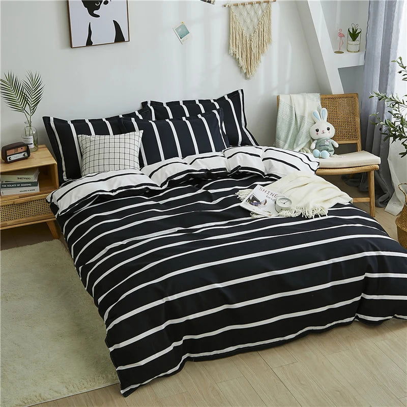 Simple plaid Style Duvet Cover 220x240 Quilt Cover Comforter Covers for single double queen king bed size matching Pillowcases - Slobuy