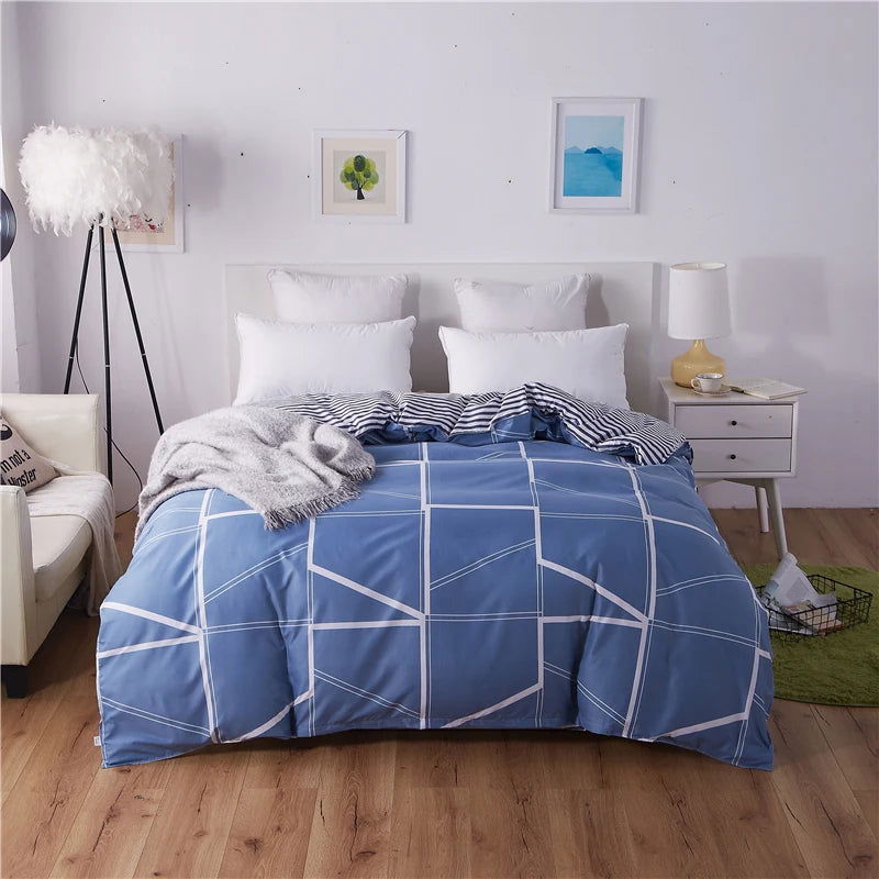 Simple plaid Style Duvet Cover 220x240 Quilt Cover Comforter Covers for single double queen king bed size matching Pillowcases - Slobuy