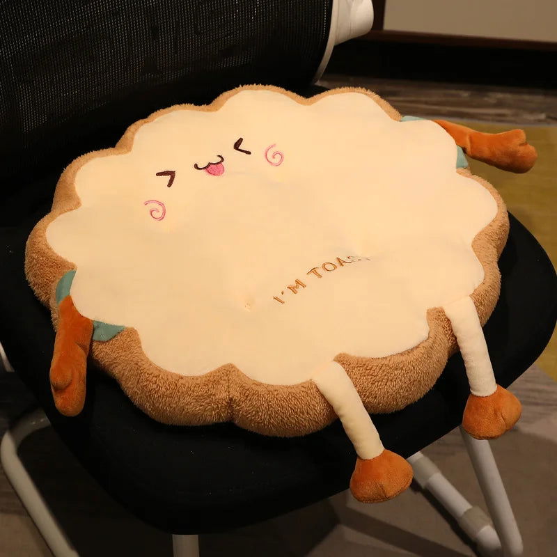 Simulation Bread Toast Cushion Stuffed Memory Foam Sliced Bread Food Pillow Sofa Chair Decor Seat Cushion Cute Student Chair Pad - Slobuy