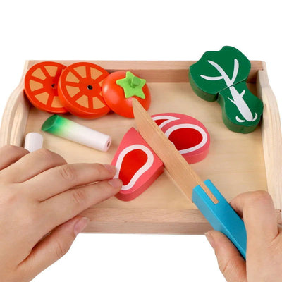 Simulation Kitchen Pretend Toy Wooden Classic Game Montessori Educational Toy For Children Kids Gift Cutting Fruit Vegetable Set - Slobuy