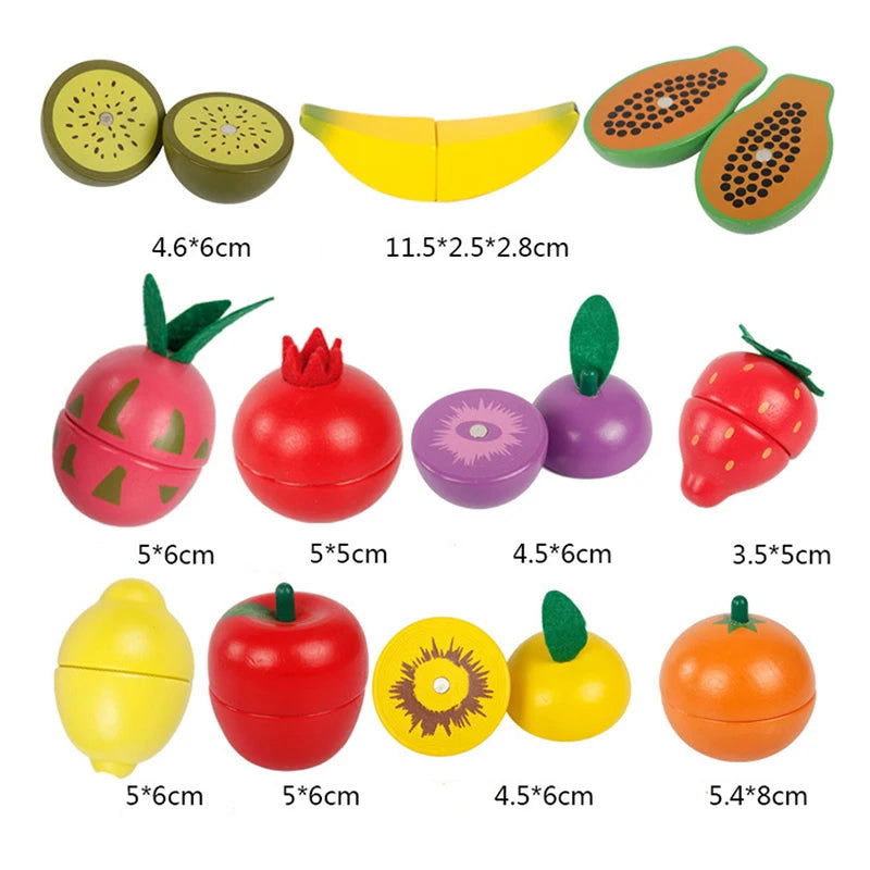 Simulation Kitchen Pretend Toy Wooden Classic Game Montessori Educational Toy For Children Kids Gift Cutting Fruit Vegetable Set - Slobuy