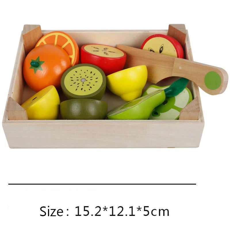 Simulation Kitchen Pretend Toy Wooden Classic Game Montessori Educational Toy For Children Kids Gift Cutting Fruit Vegetable Set - Slobuy
