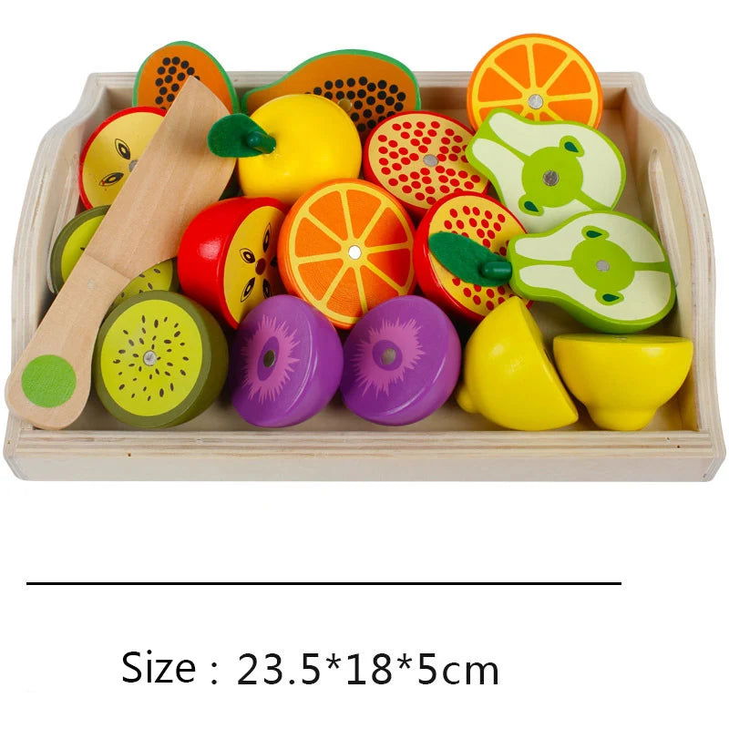 Simulation Kitchen Pretend Toy Wooden Classic Game Montessori Educational Toy For Children Kids Gift Cutting Fruit Vegetable Set - Slobuy