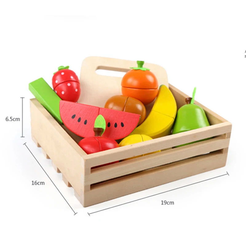 Simulation Kitchen Pretend Toy Wooden Classic Game Montessori Educational Toy For Children Kids Gift Cutting Fruit Vegetable Set - Slobuy