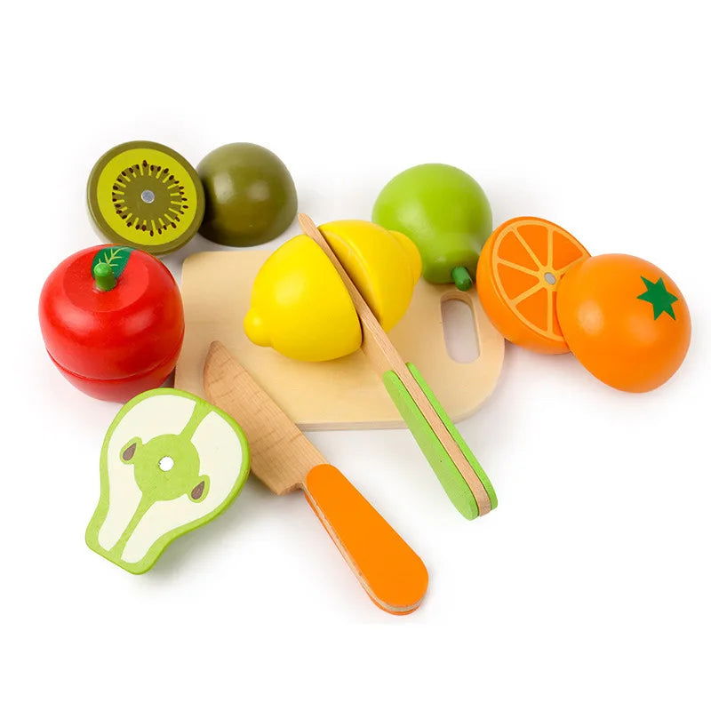 Simulation Kitchen Pretend Toy Wooden Classic Game Montessori Educational Toy For Children Kids Gift Cutting Fruit Vegetable Set - Slobuy