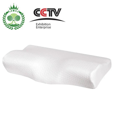 Slow Recovery Vacuum Memory Cotton Pillow Core Butterfly Neck Support Adult White Grey Mesh Blue Edge Double Pillow Color - Slobuy
