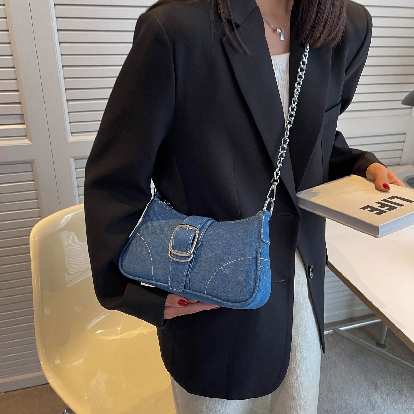 Small Design Jeans Bag Women's New Cross-Shoulder Bag Shoulder Canvas Bag - Slobuy