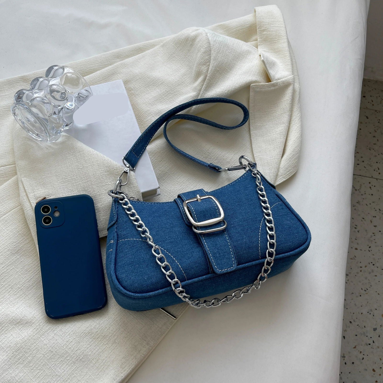 Small Design Jeans Bag Women's New Cross-Shoulder Bag Shoulder Canvas Bag - Slobuy