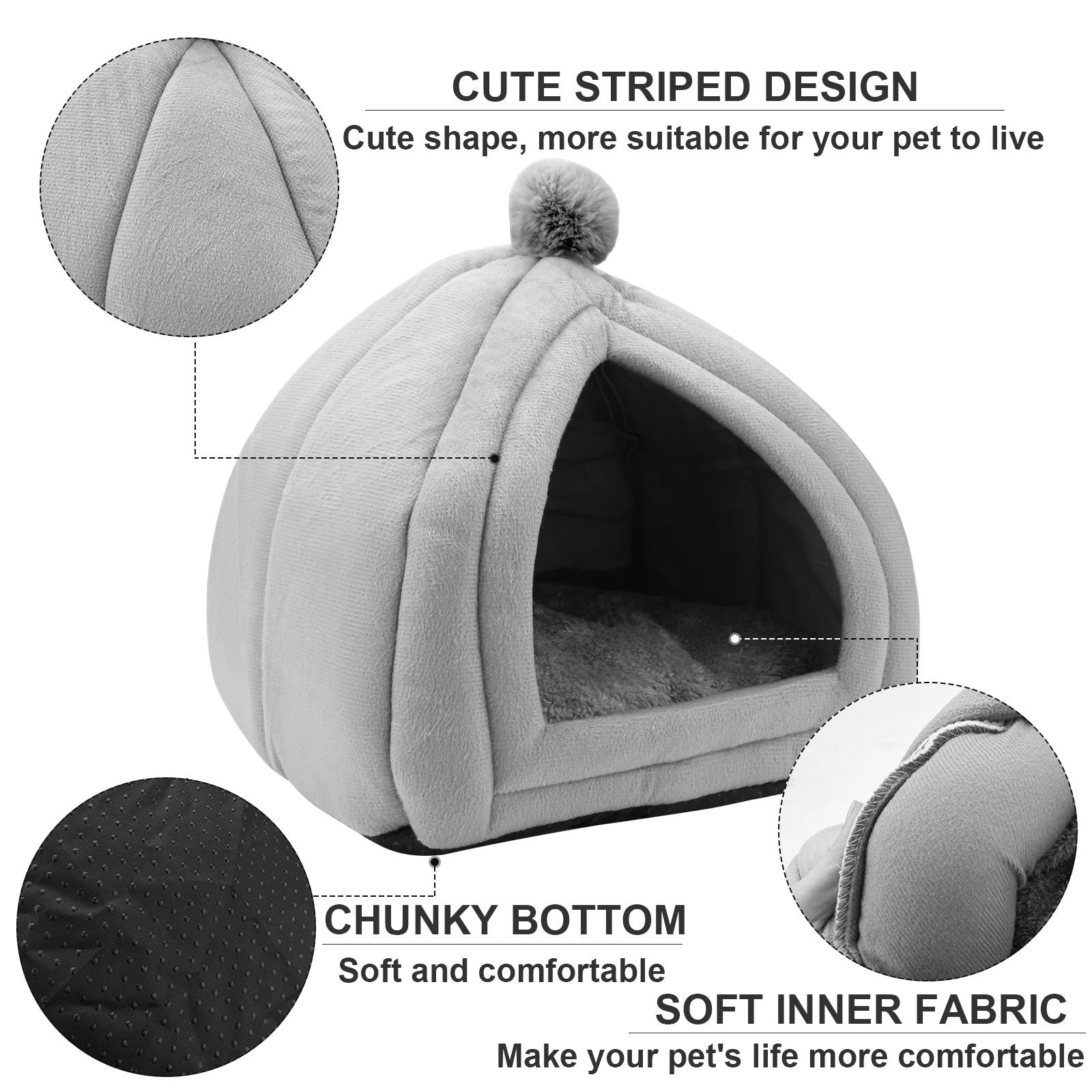 Small Animal Pet Winter House,Pet Tent Cave Bed for Cats/Small Dogs,Guinea Pig Bed,Cat Bed House,Rabbit Bed Warm Guinea - Slobuy