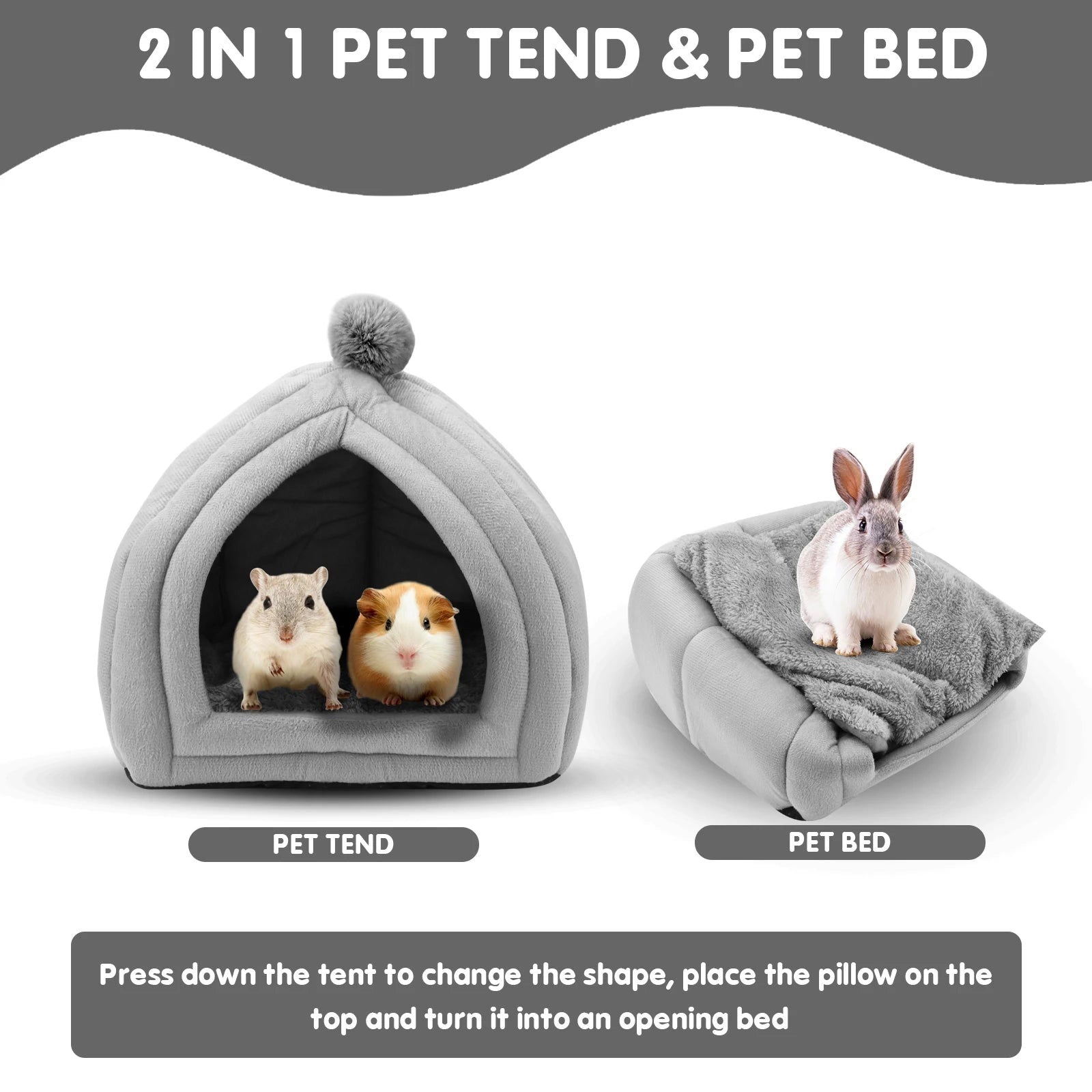 Small Animal Pet Winter House,Pet Tent Cave Bed for Cats/Small Dogs,Guinea Pig Bed,Cat Bed House,Rabbit Bed Warm Guinea - Slobuy