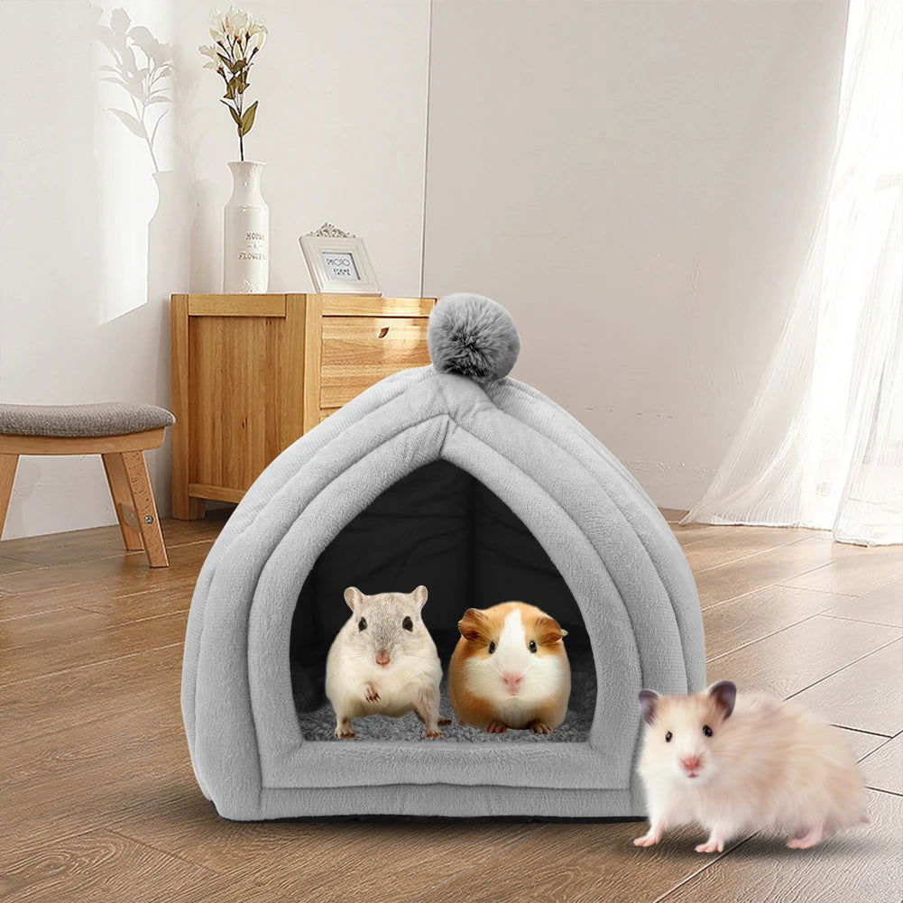 Small Animal Pet Winter House,Pet Tent Cave Bed for Cats/Small Dogs,Guinea Pig Bed,Cat Bed House,Rabbit Bed Warm Guinea - Slobuy