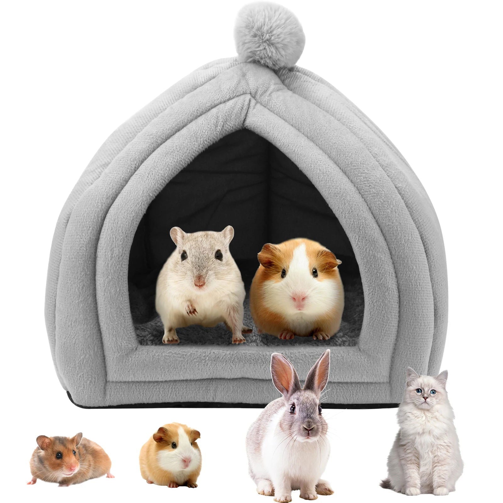 Small Animal Pet Winter House,Pet Tent Cave Bed for Cats/Small Dogs,Guinea Pig Bed,Cat Bed House,Rabbit Bed Warm Guinea - Slobuy