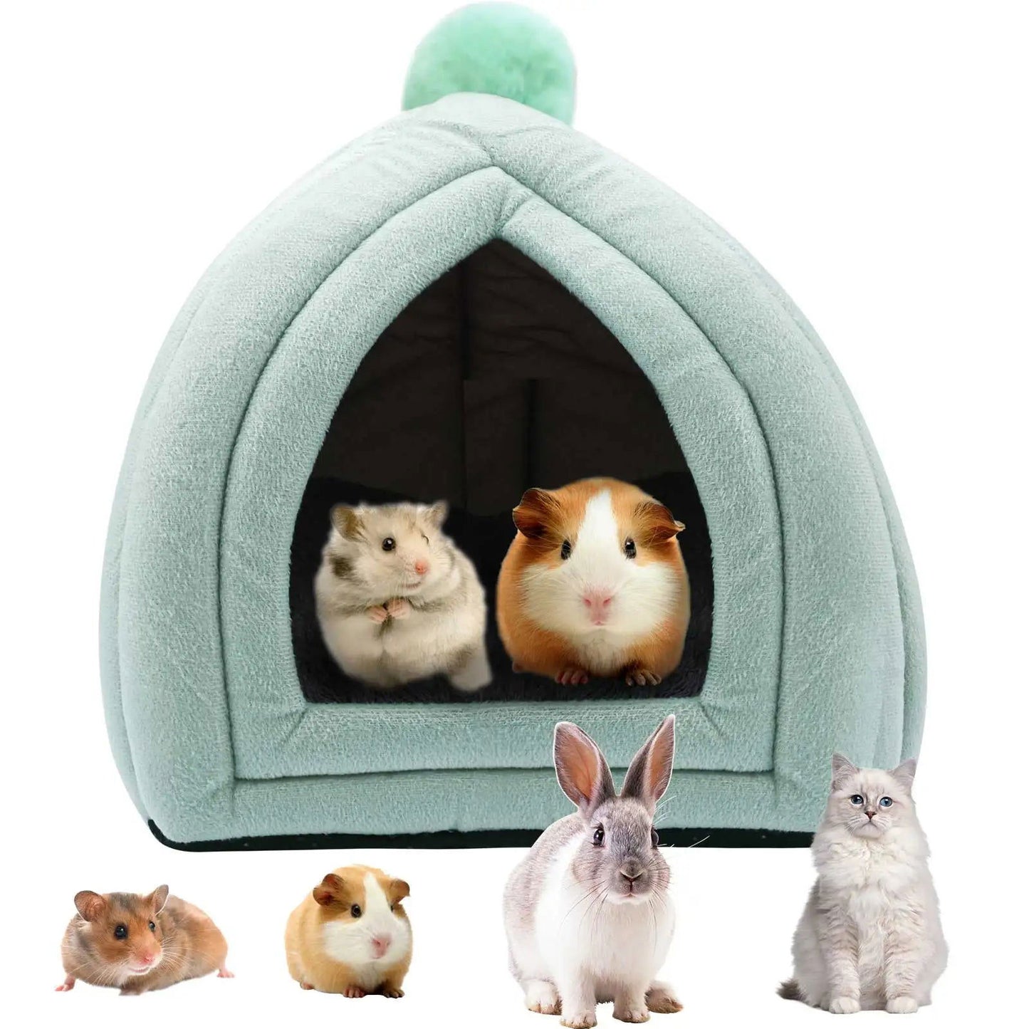 Small Animal Pet Winter House,Pet Tent Cave Bed for Cats/Small Dogs,Guinea Pig Bed,Cat Bed House,Rabbit Bed Warm Guinea - Slobuy