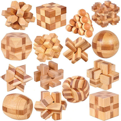 Small Lu Ban Lock IQ Brain Teaser Educational Toy for Kids Children Wooden Kong Ming Unlock Toys Adult Montessori 3D Puzzle Game - Slobuy