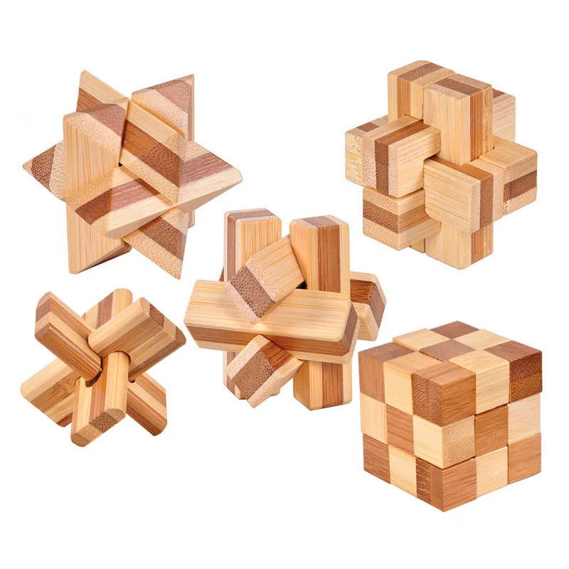 Small Lu Ban Lock IQ Brain Teaser Educational Toy for Kids Children Wooden Kong Ming Unlock Toys Adult Montessori 3D Puzzle Game - Slobuy