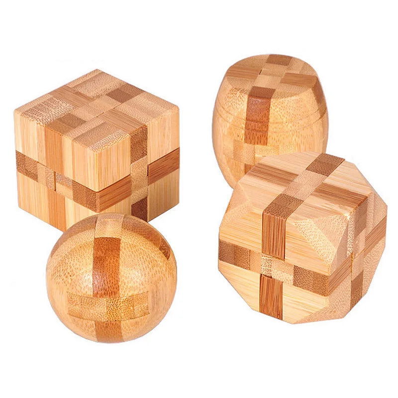 Small Lu Ban Lock IQ Brain Teaser Educational Toy for Kids Children Wooden Kong Ming Unlock Toys Adult Montessori 3D Puzzle Game - Slobuy
