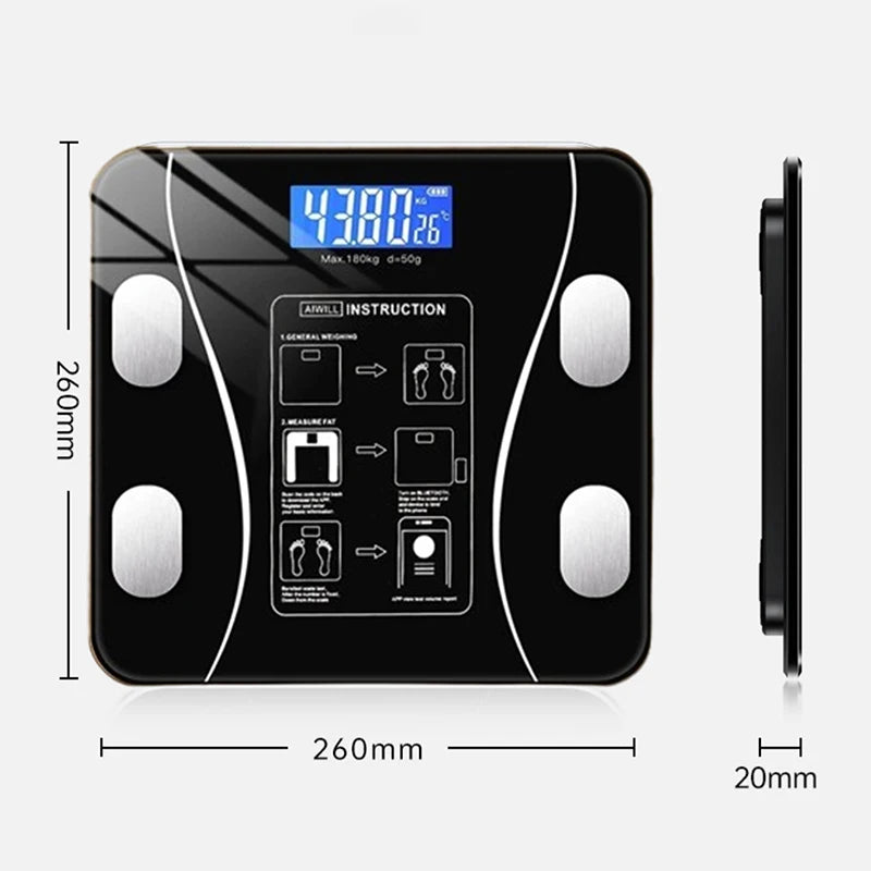 Smart Body Fat Scale Wireless LED Digital Bathroom Weight Scale Body Composition Analyzer Testing Scale - Slobuy