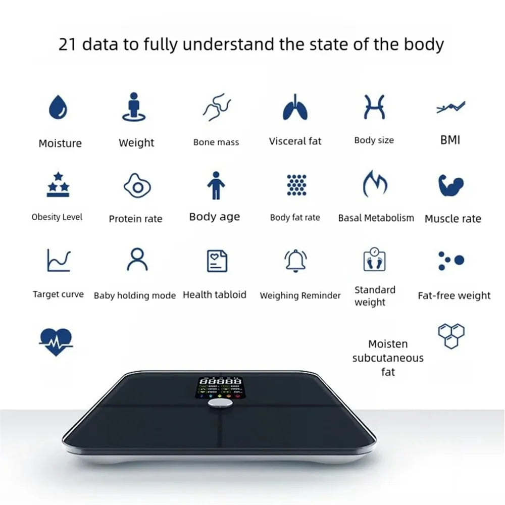 Smart Scale Pro Digital Bathroom Rechargeable Digital Scale Wi-Fi Bluetooth Measurements Including Weight Heart Rate Body Fat - Slobuy