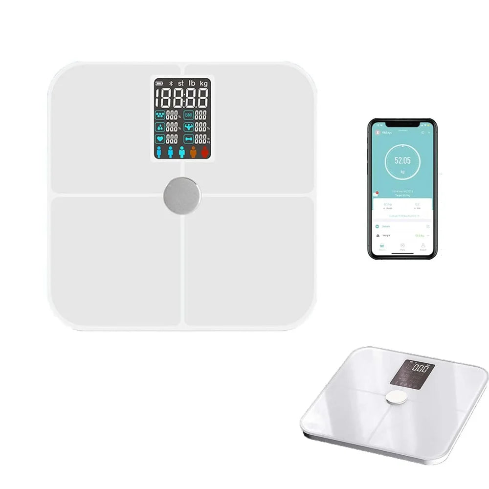 Smart Scale Pro Digital Bathroom Rechargeable Digital Scale Wi-Fi Bluetooth Measurements Including Weight Heart Rate Body Fat - Slobuy
