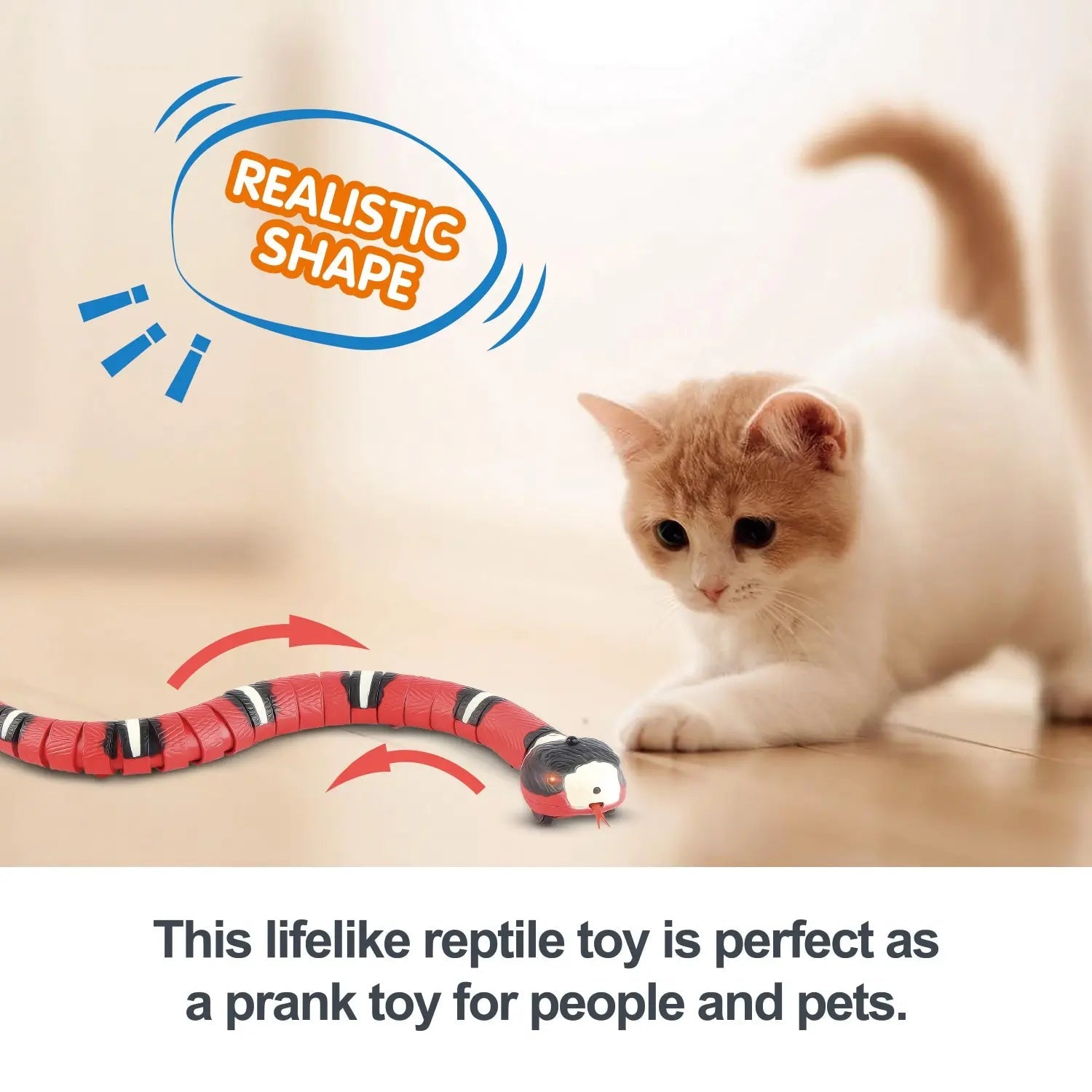 Smart Sensing Cat Toys Interactive Automatic Eletronic Snake Cat Teaser Indoor Play Kitten Toy USB Rechargeable for Cats Kitten - Slobuy