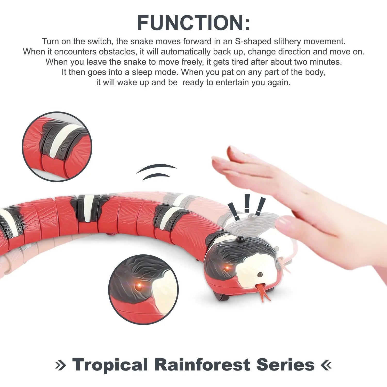 Smart Sensing Cat Toys Interactive Automatic Eletronic Snake Cat Teaser Indoor Play Kitten Toy USB Rechargeable for Cats Kitten - Slobuy