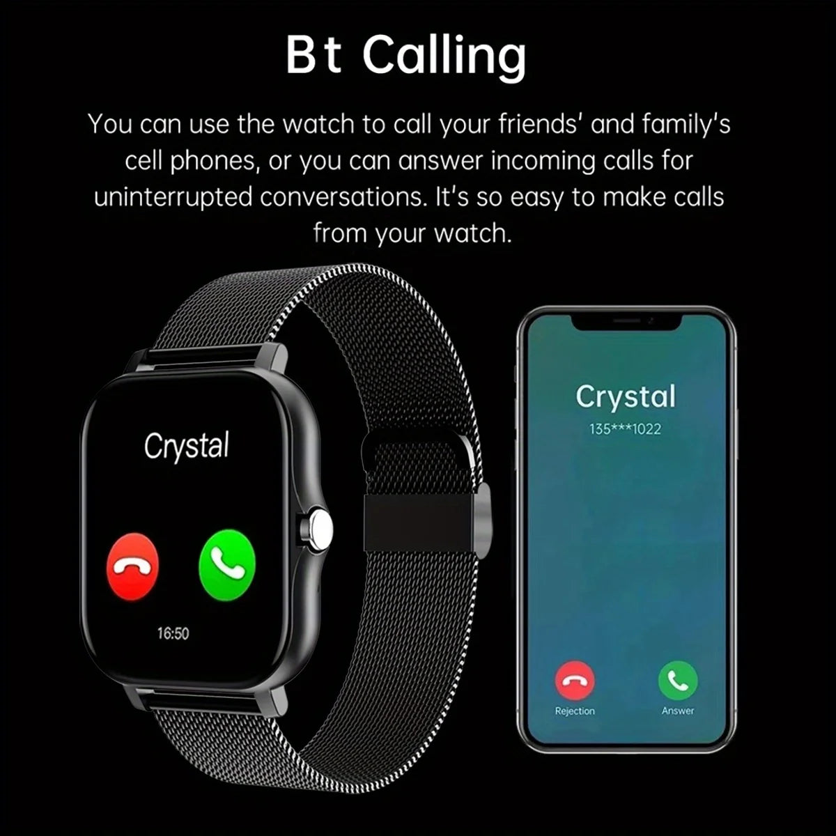 Smart Watch For Men Women Gift 1.44" Screen Full Touch Sports Fitness Watches Bluetooth Calls Digital Smartwatch Wristwatch - Slobuy