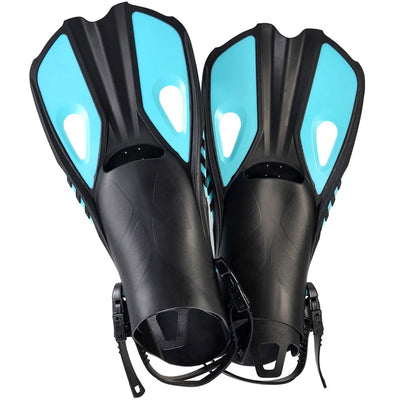 Snorkel Fins Swim Flippers Short Diving Frog Shoes Duck Webs Adjustable Silicone Travel Size Open Heel Adult Men Women Youth Kid - Slobuy