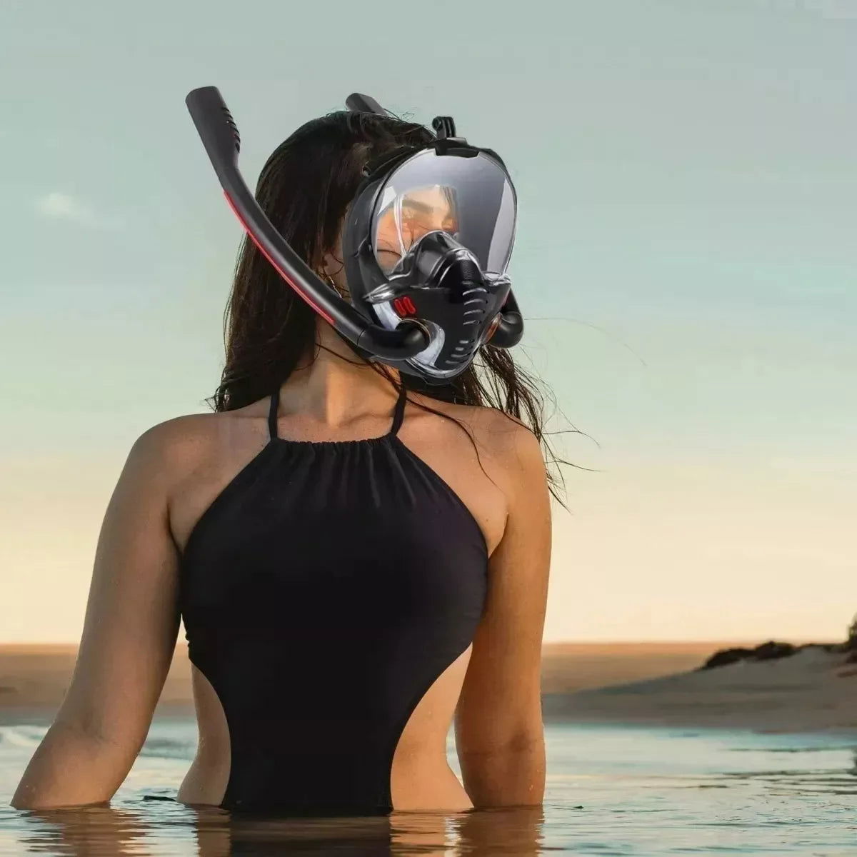 Snorkeling Mask Double Tube Silicone Full Dry Diving Mask Adult Swimming Mask Diving Goggles Self Contained Underwater Breathing - Slobuy