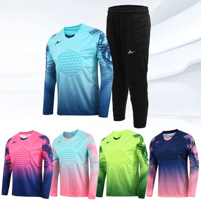 Soccer Goalkeeper Jersey For Kids Protection With Sponge Adults Football Goalkeeper Uniform Men Goalie Shirt - Slobuy