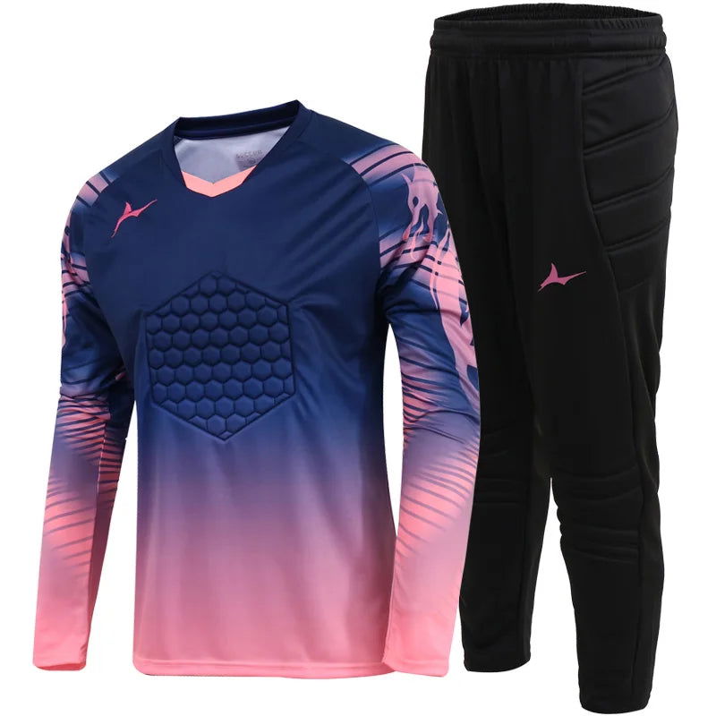 Soccer Goalkeeper Jersey For Kids Protection With Sponge Adults Football Goalkeeper Uniform Men Goalie Shirt - Slobuy