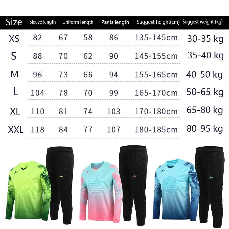 Soccer Goalkeeper Jersey For Kids Protection With Sponge Adults Football Goalkeeper Uniform Men Goalie Shirt - Slobuy