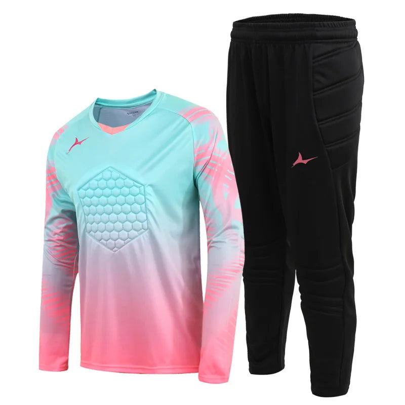 Soccer Goalkeeper Jersey For Kids Protection With Sponge Adults Football Goalkeeper Uniform Men Goalie Shirt - Slobuy