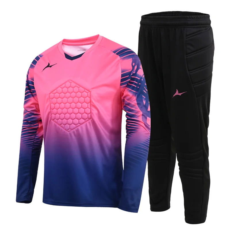 Soccer Goalkeeper Jersey For Kids Protection With Sponge Adults Football Goalkeeper Uniform Men Goalie Shirt - Slobuy