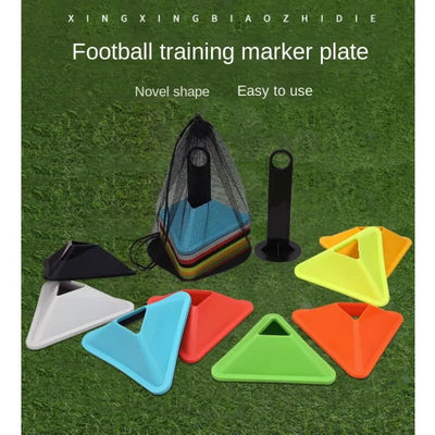 Soccer Logo Plate Field Marking 18*4.5cm Equipment PE Triangle Hole Design Wear-resistant Team Sports Football Equipment - Slobuy
