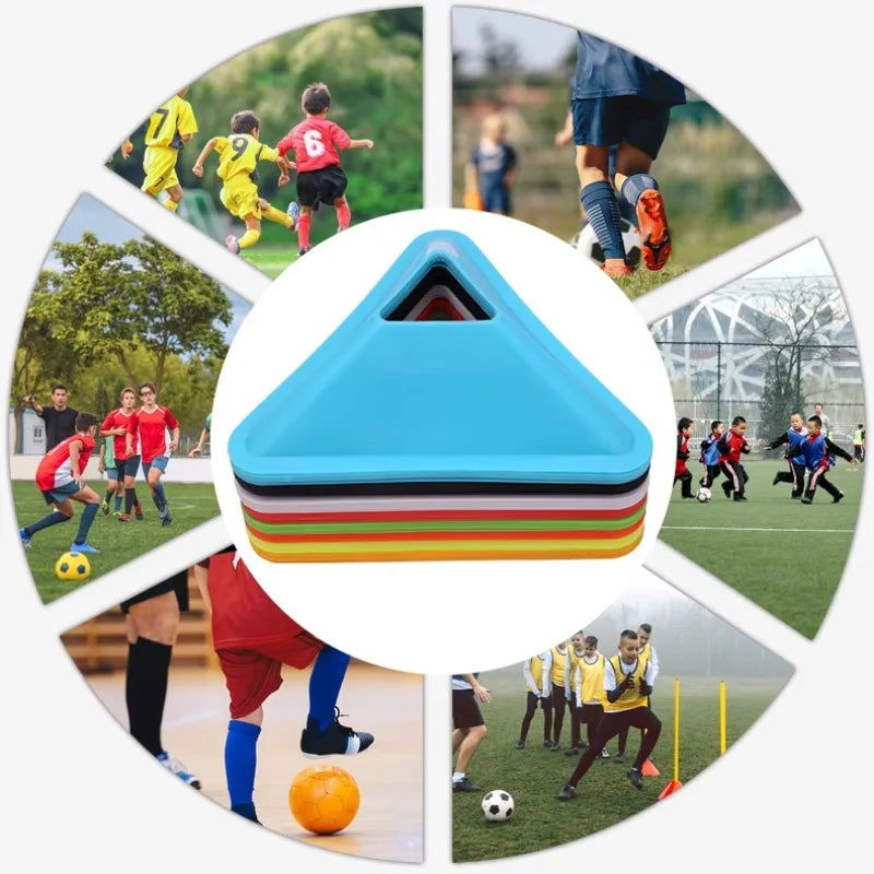 Soccer Logo Plate Field Marking 18*4.5cm Equipment PE Triangle Hole Design Wear-resistant Team Sports Football Equipment - Slobuy