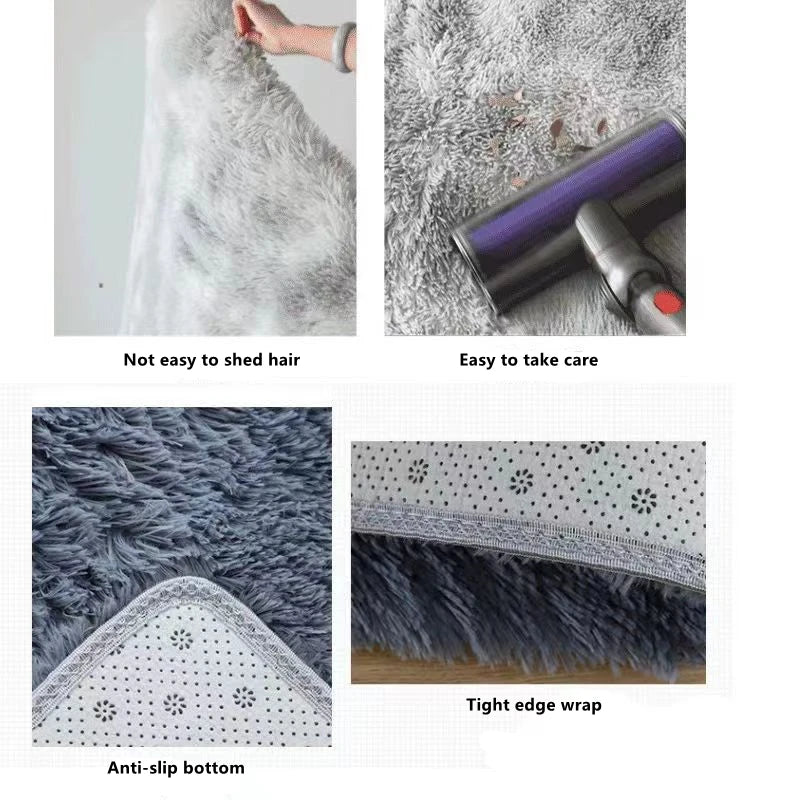Soft Area Rugs For Bedroom Fluffy, Non-slip Tie-Dyed Fuzzy Shag Plush Soft Shaggy Bedside Rug, Tie-Dyed Living Room Carpet - Slobuy