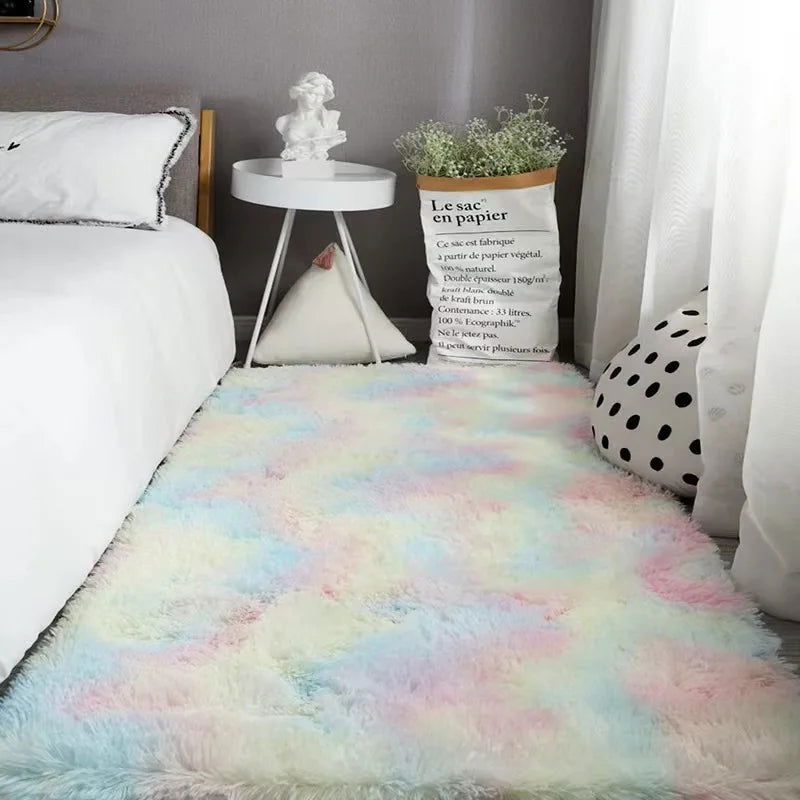 Soft Area Rugs For Bedroom Fluffy, Non-slip Tie-Dyed Fuzzy Shag Plush Soft Shaggy Bedside Rug, Tie-Dyed Living Room Carpet - Slobuy