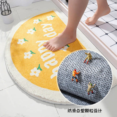 Soft Floor Mats Small Fresh Text Flowers Rugs Home Entrance Carpet Bedroom Toilet Bathroom Door Absorbent Non-Slip Foot Pad - Slobuy