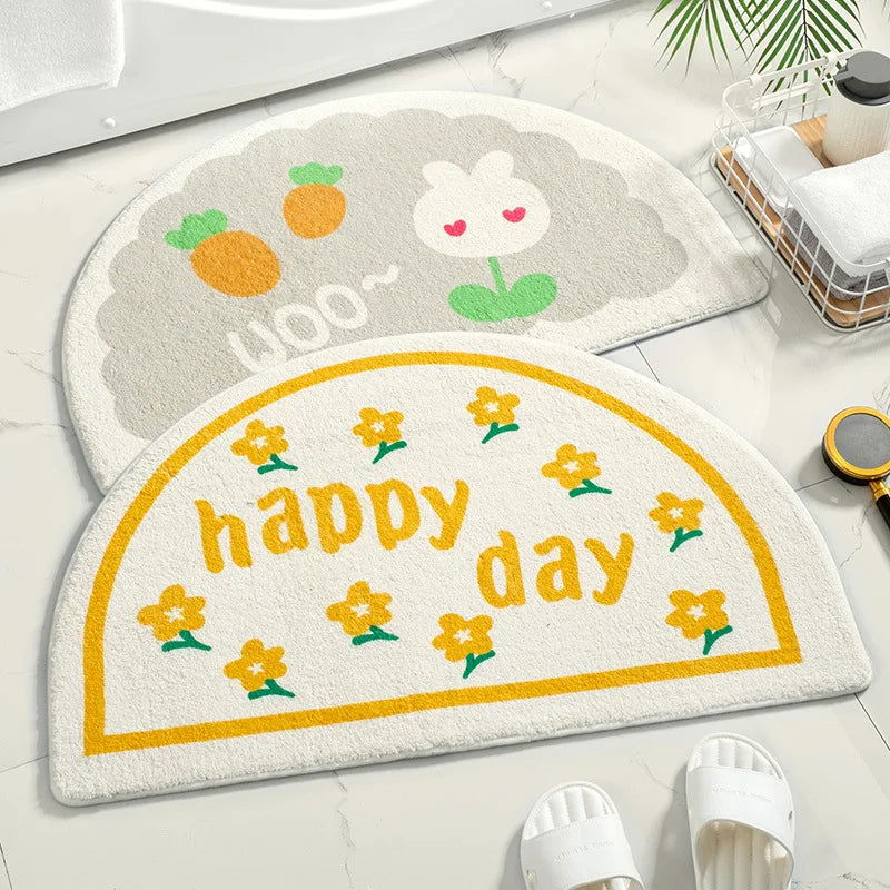 Soft Floor Mats Small Fresh Text Flowers Rugs Home Entrance Carpet Bedroom Toilet Bathroom Door Absorbent Non-Slip Foot Pad - Slobuy