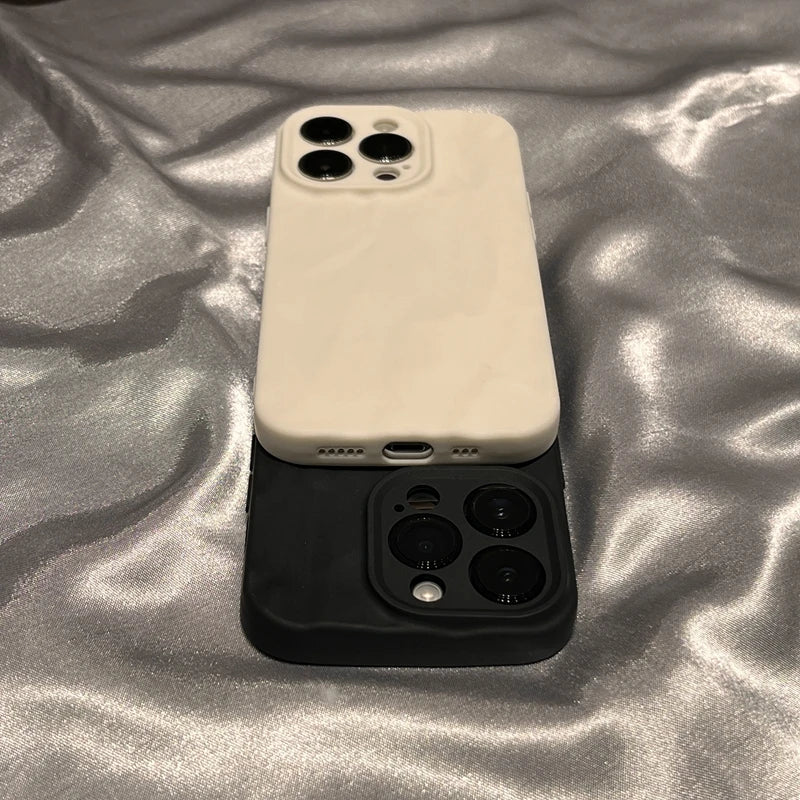 Soft Fold Pattern Phone Case For iPhone 11 12 13 14 15 Pro Max X Xs XR Max Plus Candy Bumper Silicone Cover - Slobuy